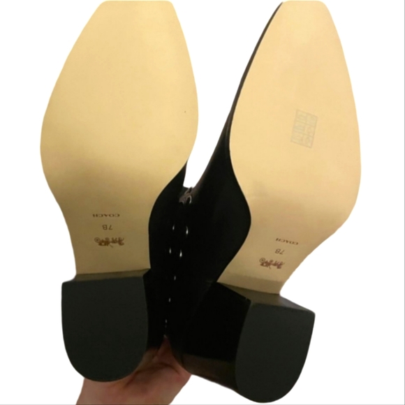 Coach Pauline Black Leather & Suede Studded Ankle Boots sz 7.5 - Picture 9 of 10